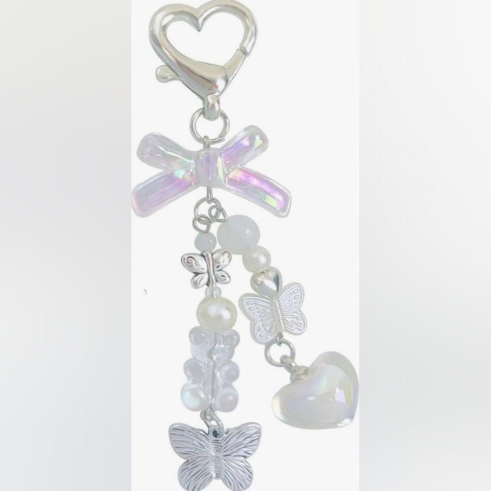 Elegant Silver and White Butterfly Charm Necklace